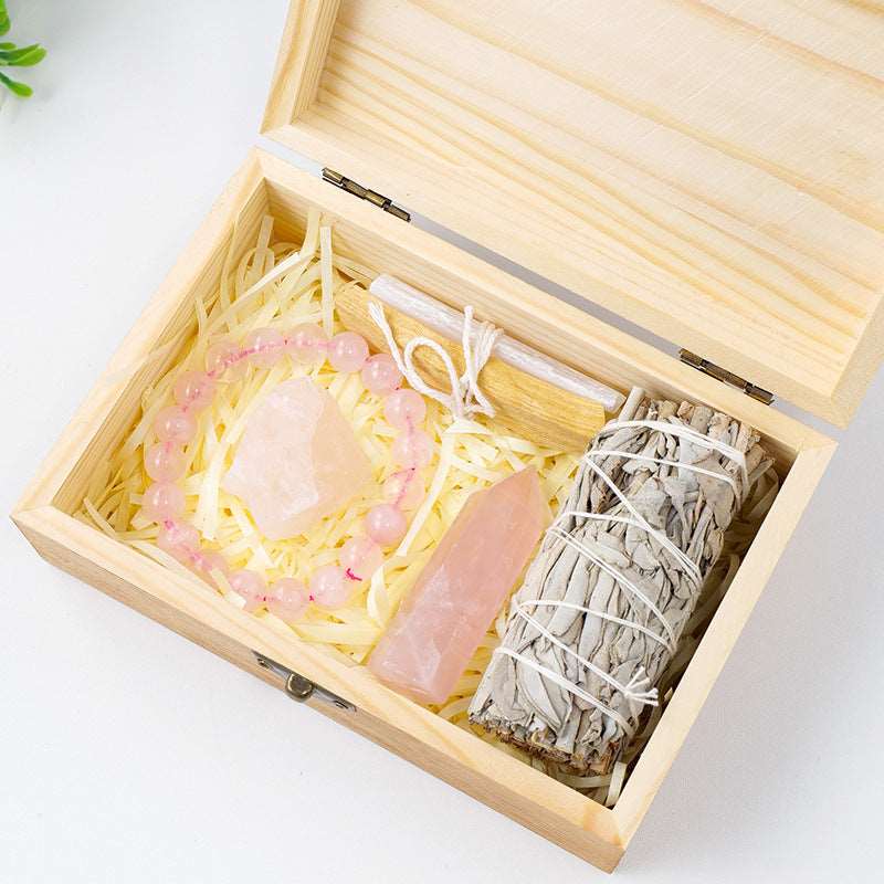 Natural Crystal Amethyst Wooden Gift Box - Bodycouturee