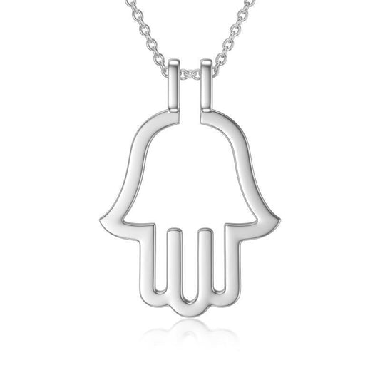 Hamsa Hand Ring Holder Pendant 925 Sterling Silver Necklace - Bodycouturee