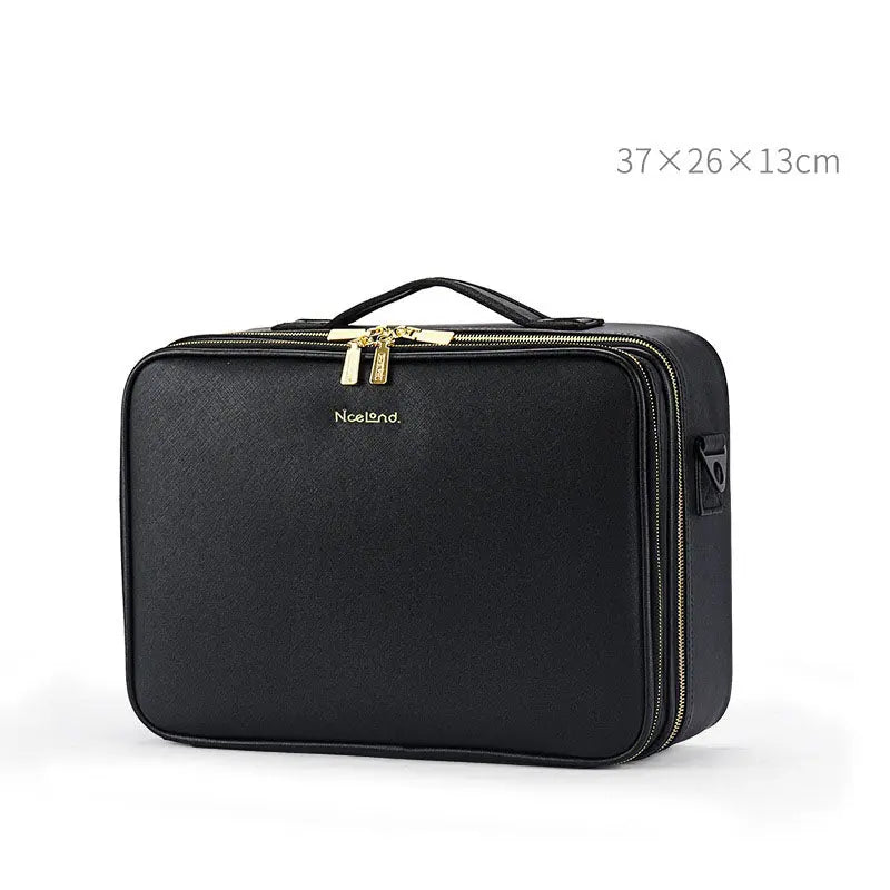 Large Capacity Leather Cosmetic Bag Portable Makeup Artist Makeup Storage Bag Body Couturee & Co