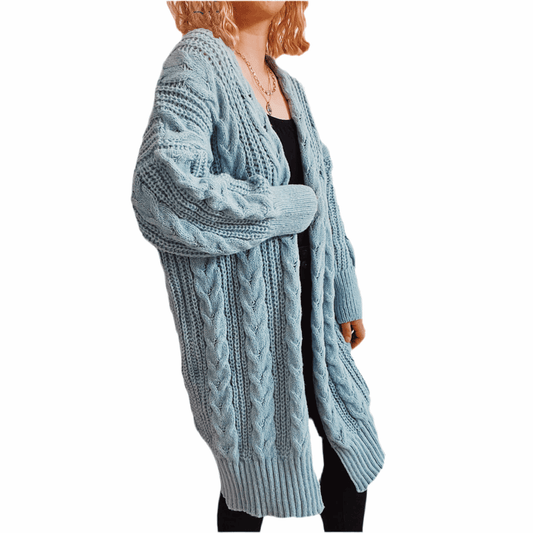 Cable - Knit Open Front Dropped Shoulder Cardigan - BodycoutureeApparelTrendsiBodycouturee100100738062993100100738062993CharcoalSCable - Knit Open Front Dropped Shoulder Cardigan - Bodycouturee