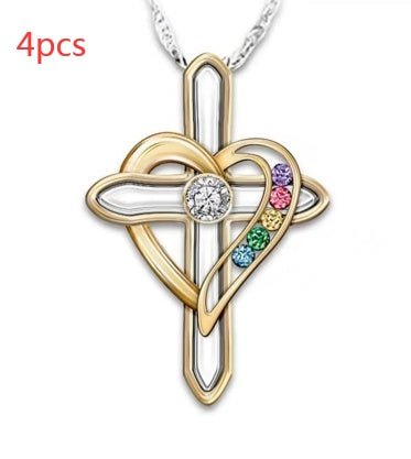Cross Love Colorful Gemstone Pendant Chain - BodycoutureeNecklaceCJ dropshippingBodycoutureeCJLX132946204DWCJLX132946204DWCross love4PCSCross Love Colorful Gemstone Pendant Chain - Bodycouturee