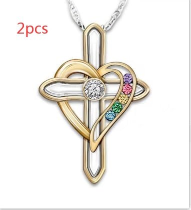 Cross Love Colorful Gemstone Pendant Chain - BodycoutureeNecklaceCJ dropshippingBodycoutureeCJLX132946202BYCJLX132946202BYCross love2PCSCross Love Colorful Gemstone Pendant Chain - Bodycouturee