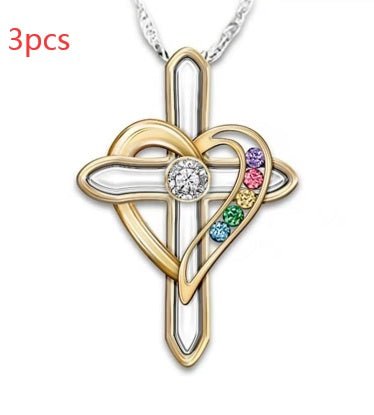 Cross Love Colorful Gemstone Pendant Chain - BodycoutureeNecklaceCJ dropshippingBodycoutureeCJLX132946203CXCJLX132946203CXCross love3PCSCross Love Colorful Gemstone Pendant Chain - Bodycouturee