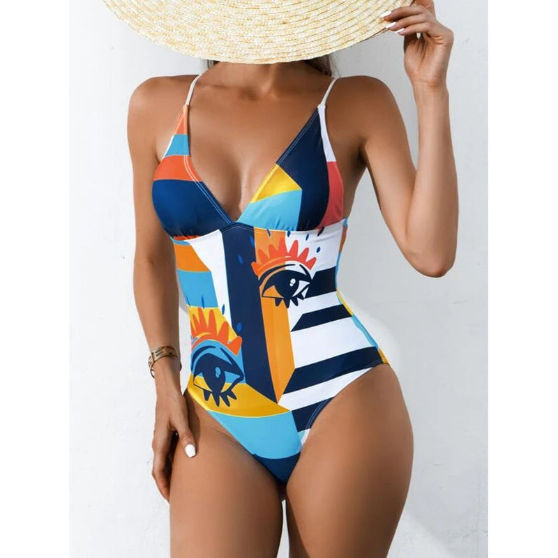 Women’s Printed Bikini One-Piece (Plus-Size Available) - Bodycouturee