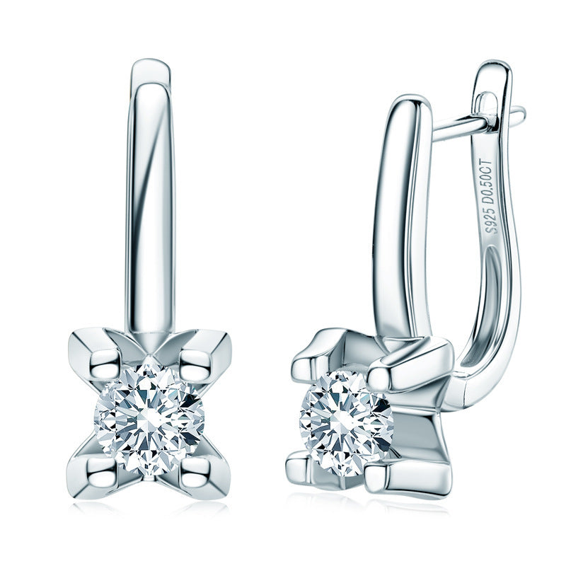 s925 Sterling Silver Moissanite Lab Grown Diamond Earrings - Bodycouturee