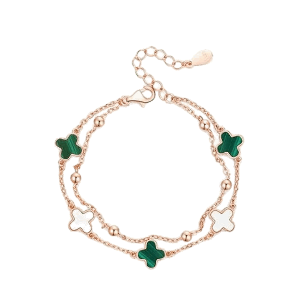 Bagley Malachite Clover Bracelet S925 Sterling Silver - Bodycouturee