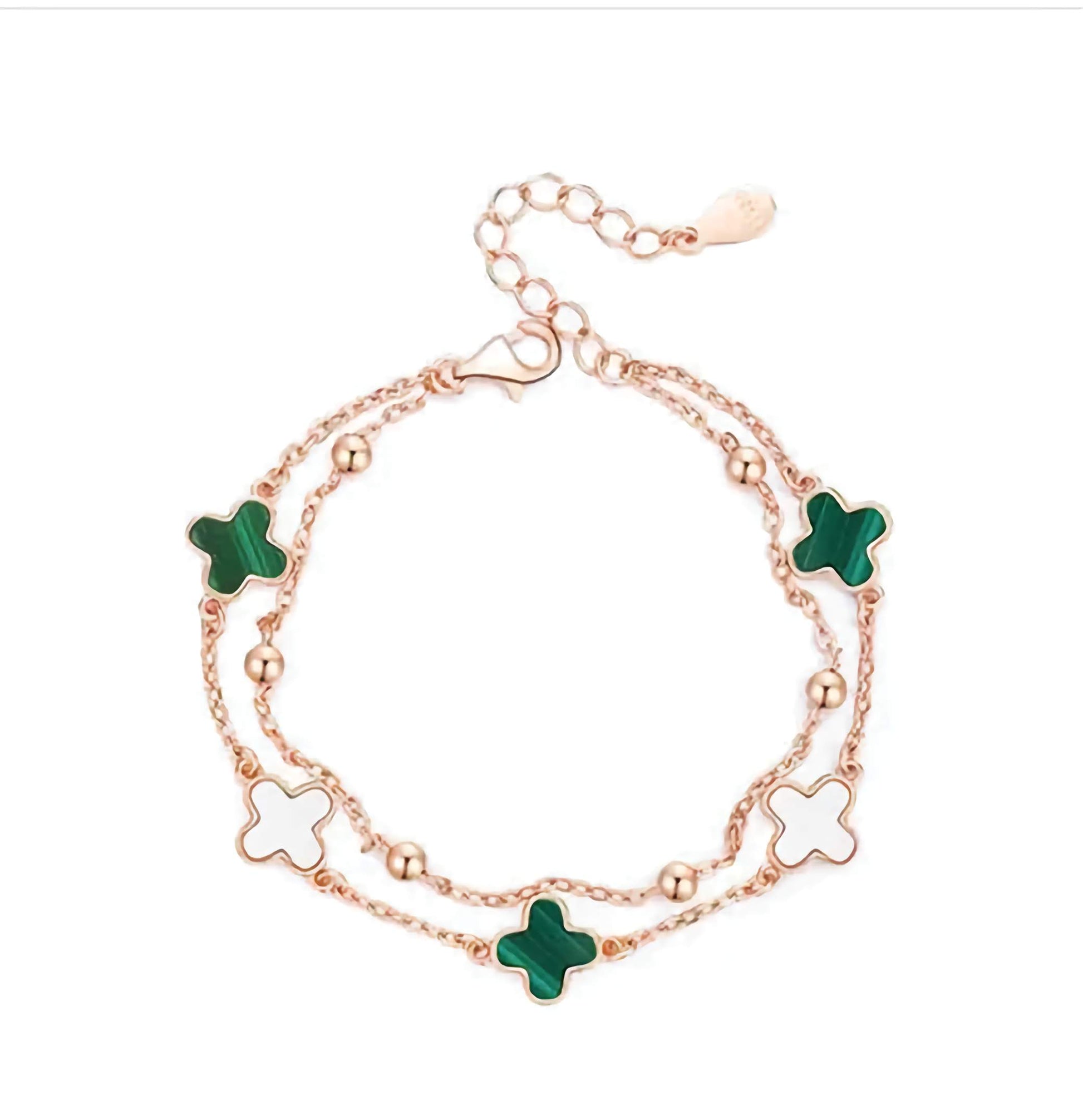 Bagley Malachite Clover Bracelet S925 Sterling Silver - Bodycouturee