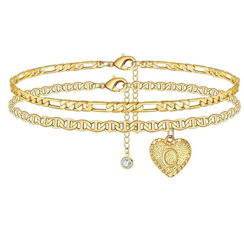 Love 26 Letter Alloy Anklet Lady Anklet Bracelet Multi - Set - BodycoutureeJewelryCJ dropshippingBodycoutureeCJSL104905017QJCJSL104905017QJGoldQLove 26 Letter Alloy Anklet Lady Anklet Bracelet Multi - Set - Bodycouturee