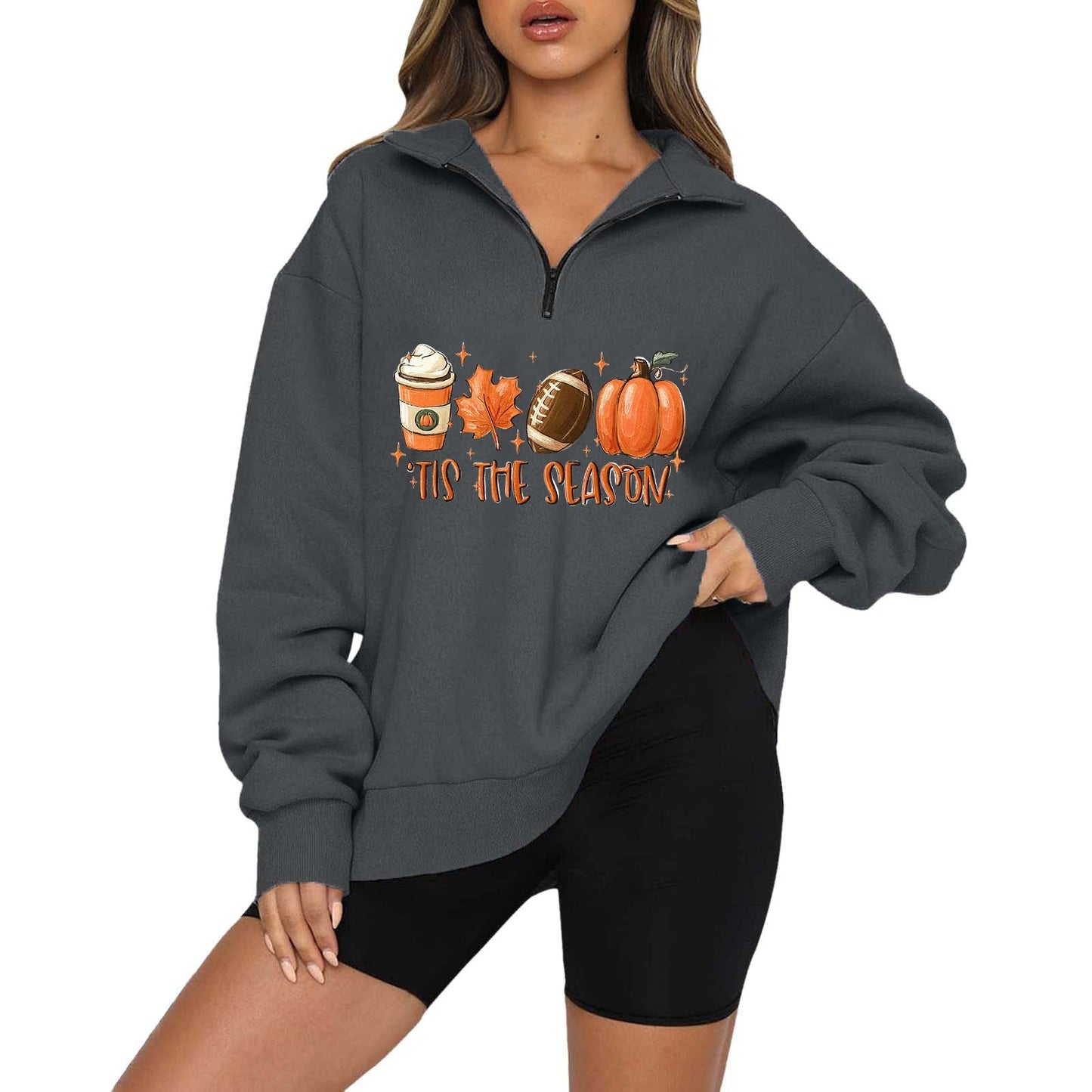 Pumpkin Print Casual Zipper Sweatshirt - BodycoutureeApparelCJ dropshippingBodycoutureeCJWY187475986HSCJWY187475986HSstyle32XLHalloween Pumpkin Print Casual Zipper Sweatshirt - Bodycouturee