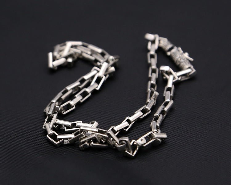 S925 Pure Thai Silver Hoop Retaining Ring Vintage Men's Box Chain Coarse Ore Necklace - BodycoutureeJewelryCJ dropshippingBodycoutureeCJLX183417502BYCJLX183417502BY55cm925 SilverS925 Pure Thai Silver Hoop Retaining Ring Vintage Men's Box Chain Coarse Ore Necklace - Bodycouturee