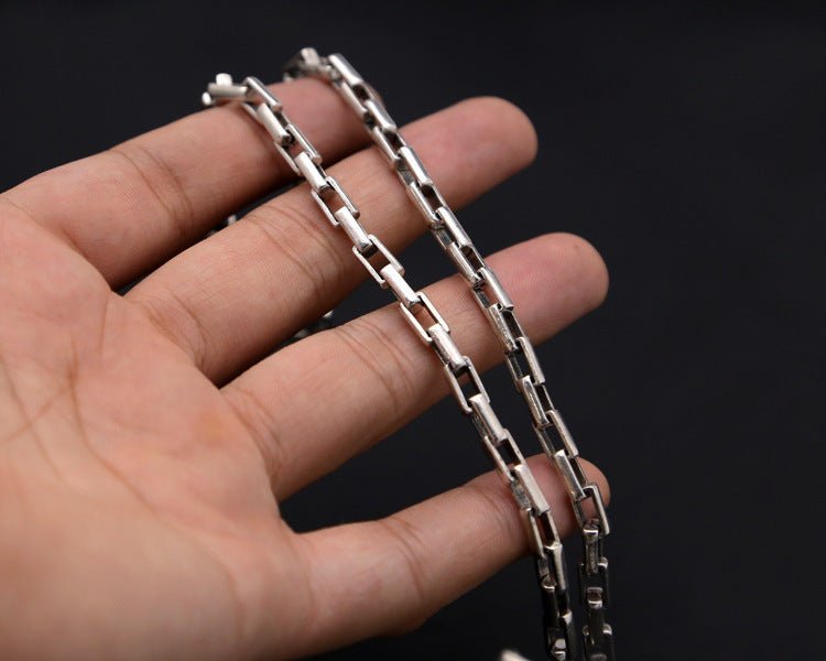 S925 Pure Thai Silver Hoop Retaining Ring Vintage Men's Box Chain Coarse Ore Necklace - BodycoutureeJewelryCJ dropshippingBodycoutureeCJLX183417502BYCJLX183417502BY55cm925 SilverS925 Pure Thai Silver Hoop Retaining Ring Vintage Men's Box Chain Coarse Ore Necklace - Bodycouturee