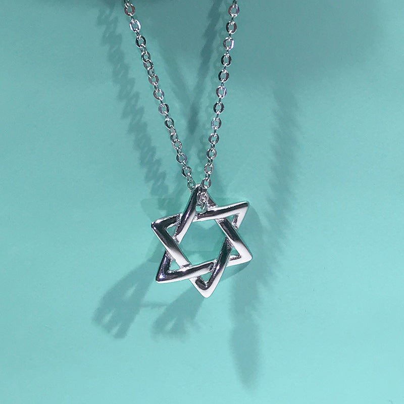 S925 Sterling Silver King David Star Necklace - BodycoutureeNecklaceCJ dropshippingBodycoutureeCJLX215890001AZCJLX215890001AZ925 SilverS925 Sterling Silver Hollow Hexagram Star Necklace - Bodycouturee