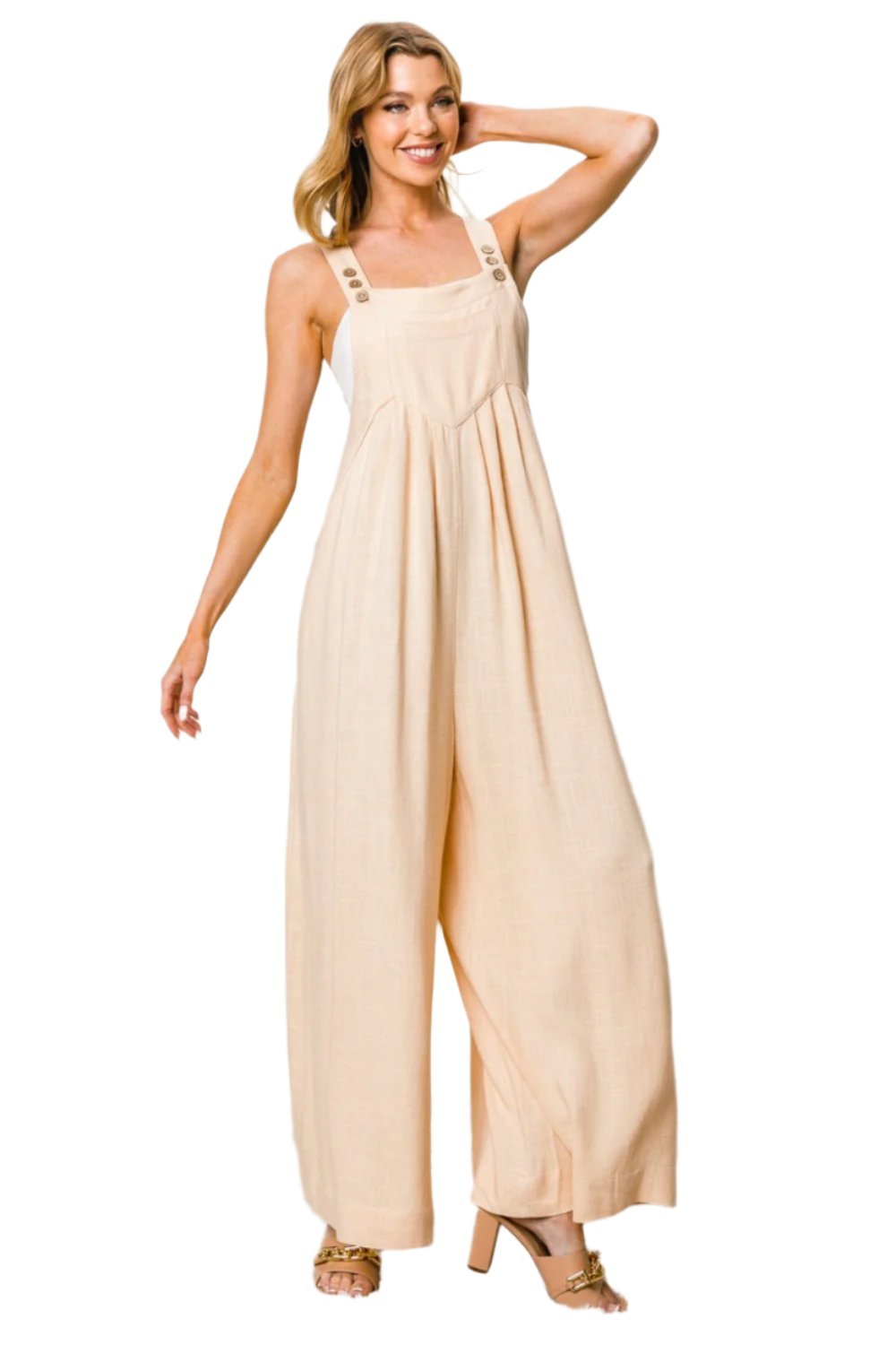 Sleeveless Wide Leg Jumpsuit - BodycoutureeApparelTrendsiBodycouturee100100745042959100100745042959OatmealMSleeveless Wide Leg Jumpsuit - Bodycouturee