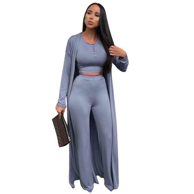 Solid Color Casual 3pcs Set Outfit - BodycoutureeApparelCJ dropshippingBodycoutureeCJLS184171011KPCJLS184171011KPHaze BlueSSolid Color Casual 3pcs Set Outfit - Bodycouturee