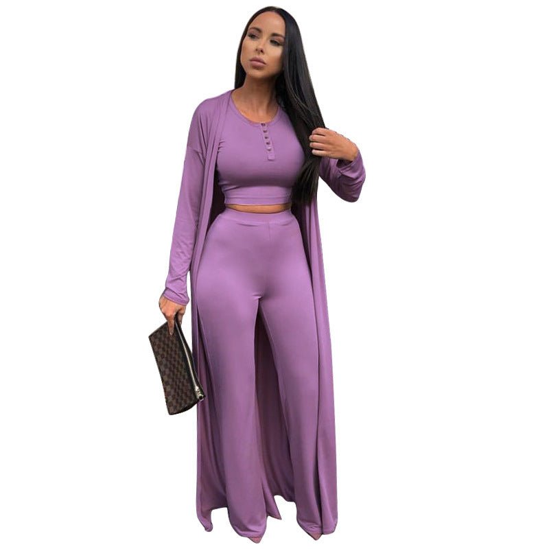 Solid Color Casual 3pcs Set Outfit - BodycoutureeApparelCJ dropshippingBodycoutureeCJLS184171001AZCJLS184171001AZPurpleSSolid Color Casual 3pcs Set Outfit - Bodycouturee