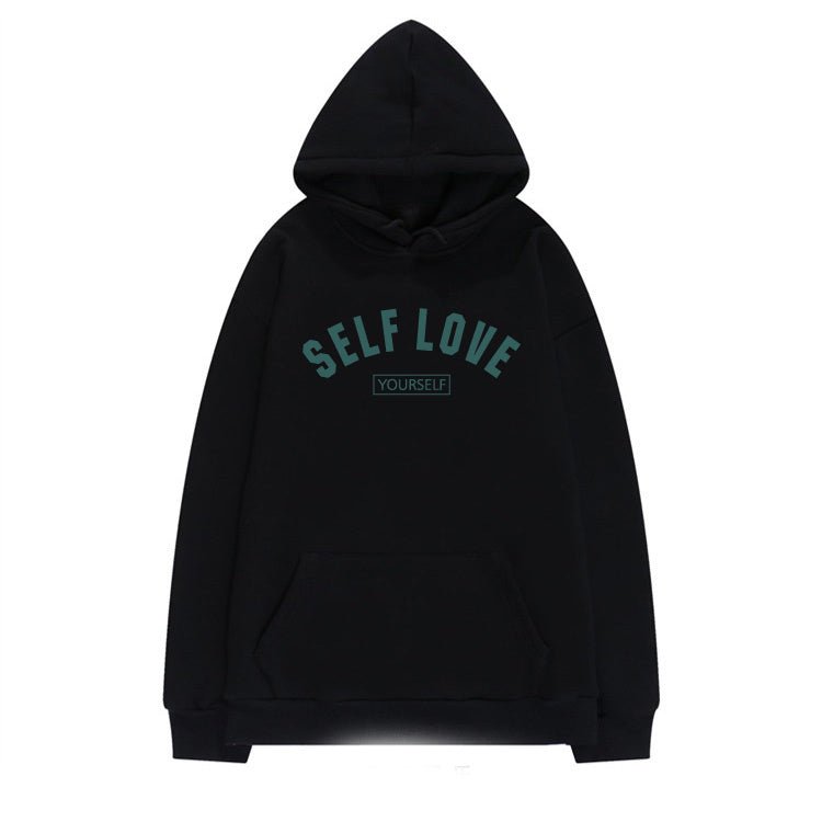 Solid Color Self Love Hooded Sweater - BodycoutureeSweaterCJ dropshippingBodycoutureeCJWY136816208HSCJWY136816208HSBlack plus velvetMWomen's Simple Solid Color Hooded Sweater - Bodycouturee