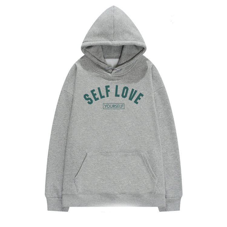 Solid Color Self Love Hooded Sweater - BodycoutureeSweaterCJ dropshippingBodycoutureeCJWY136816219SHCJWY136816219SHGrey plus velvetLWomen's Simple Solid Color Hooded Sweater - Bodycouturee