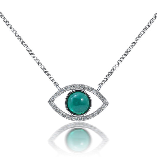 Sterling Silver Emerald Eye Diamond Pendant Necklace - BodycoutureeNecklaceCJ dropshippingBodycoutureeCJLX167759801AZCJLX167759801AZCultivate emerald necklaceSterling Silver Emerald Eye Diamond Pendant Necklace - Bodycouturee