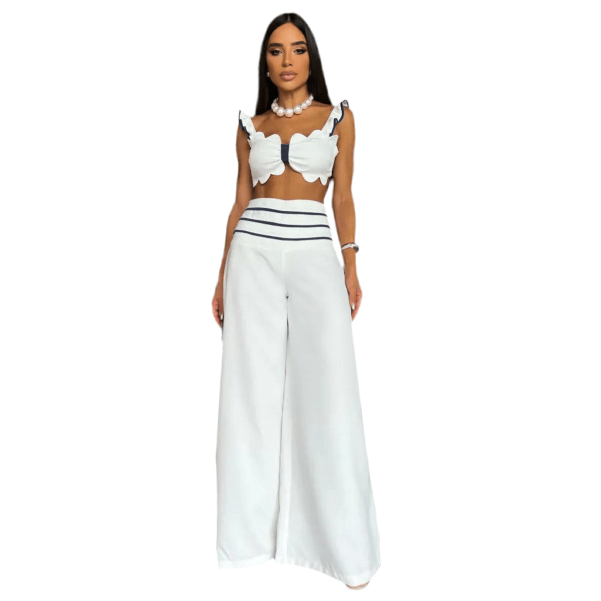 Suspenders Midriff Outfit Fashion Wide - leg Trousers Women's Suit - BodycoutureeApparelCJ dropshippingBodycoutureeCJLS203042911KPCJLS203042911KPWhiteLSuspenders Midriff Outfit Fashion Wide - leg Trousers Women's Suit - Bodycouturee