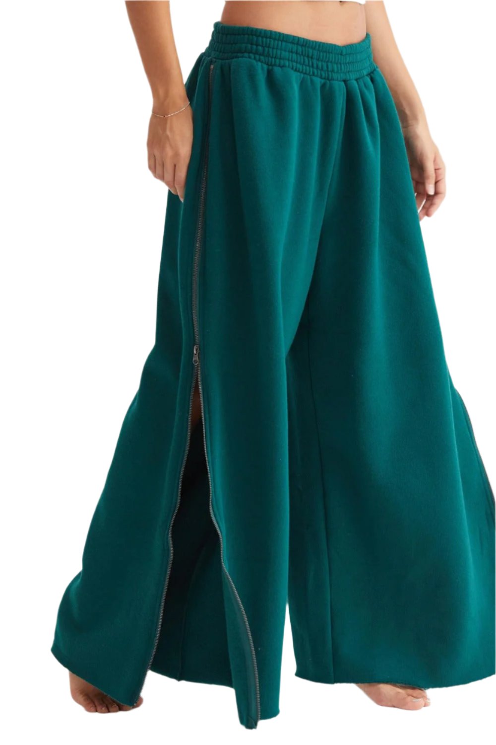 Wide - Leg Side Zipper Sweatpants - BodycoutureePantsTrendsiBodycouturee100100404235206100100404235206Dark GreenMWide - Leg Side Zipper Sweatpants - Bodycouturee