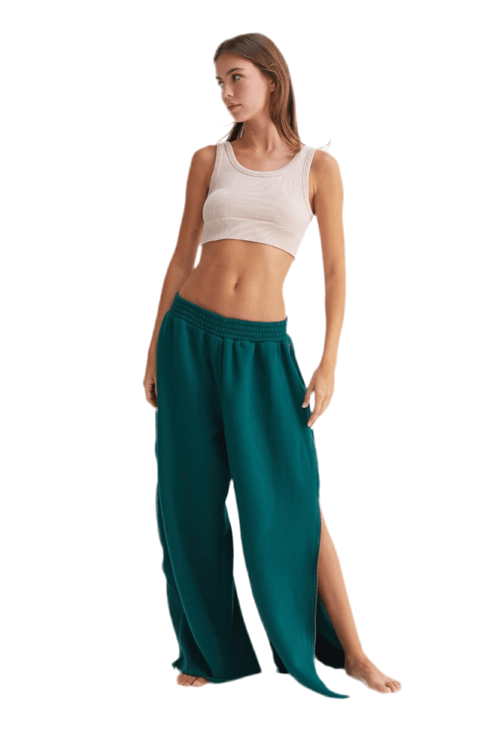 Wide - Leg Side Zipper Sweatpants - BodycoutureePantsTrendsiBodycouturee100100404235206100100404235206Dark GreenMWide - Leg Side Zipper Sweatpants - Bodycouturee