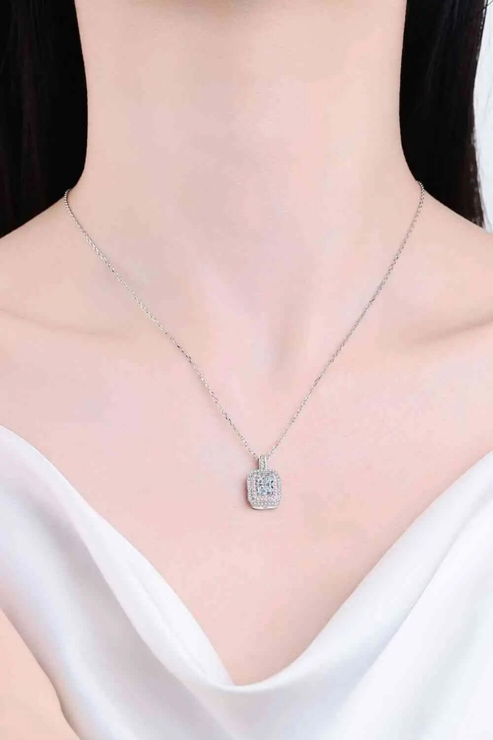 1 Carat Moissanite Geometric Pendant Chain Necklace BodyCouturee&Co