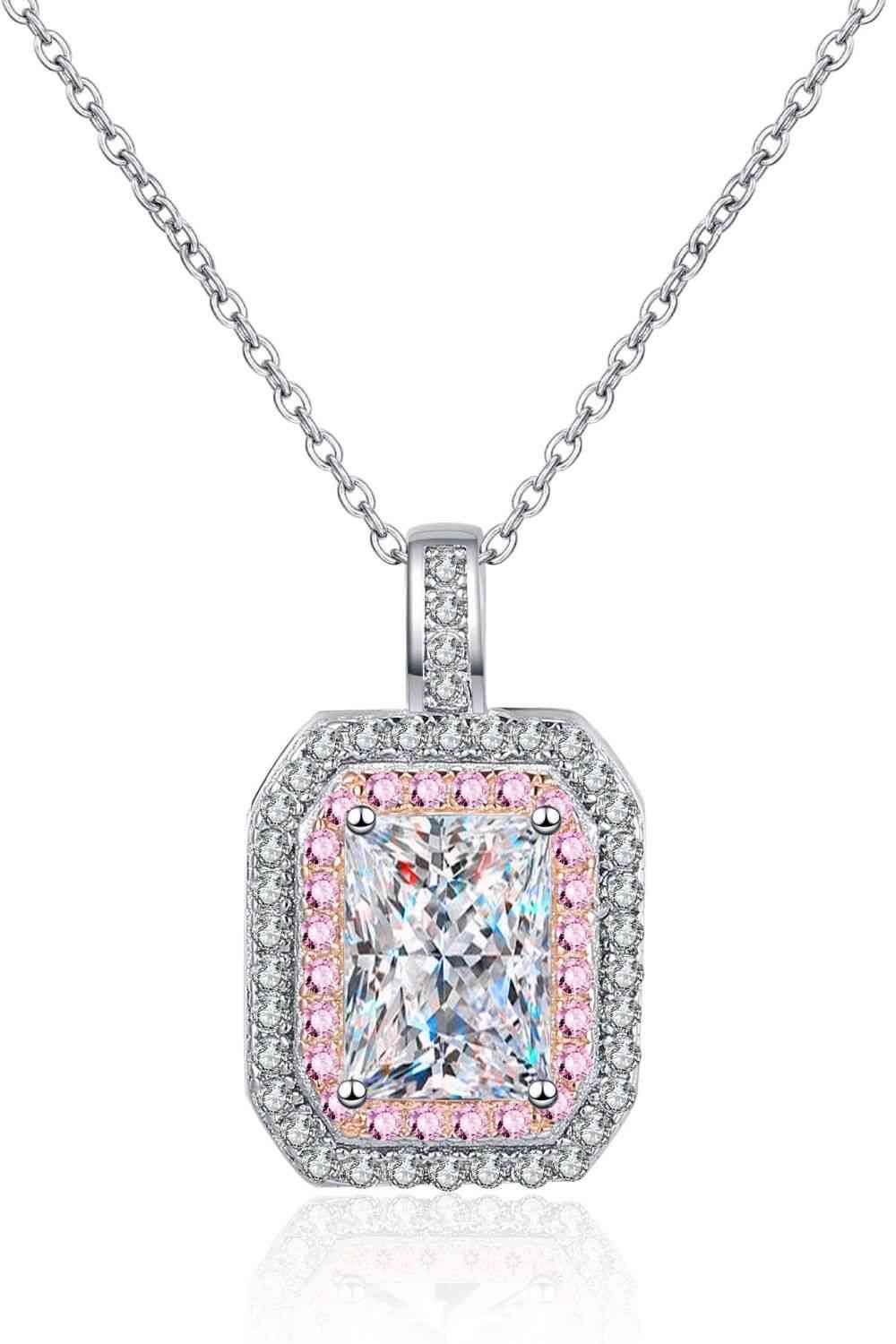 1 Carat Moissanite Geometric Pendant Chain Necklace BodyCouturee&Co