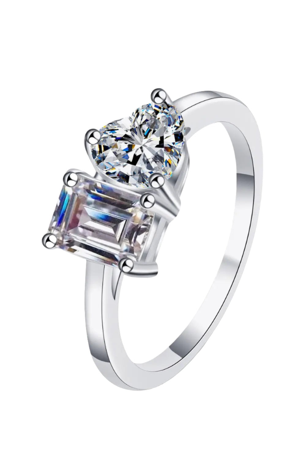 Rhodium-Plated 2 Carat Moissanite Ring Trendsi